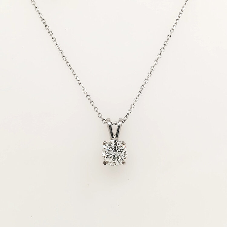 70739 14K WHITE GOLD  .63CTW DIAMOND SOLITAIRE BUNNY BALE PENDANT NECKLACE