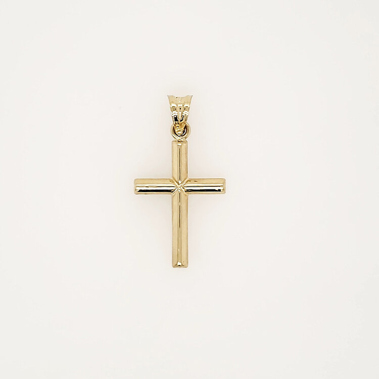 77338 14 YELLOW GOLD 1.30" HIGH POLISH 'X' CENTER TUBE CROSS