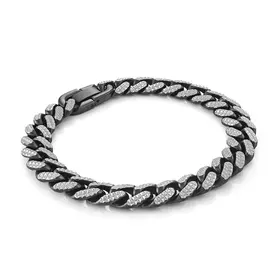 SMB773-8 ITALGEM STAINLESS STEEL DIAMOND CUT 10MM CURB LINK BRACELET