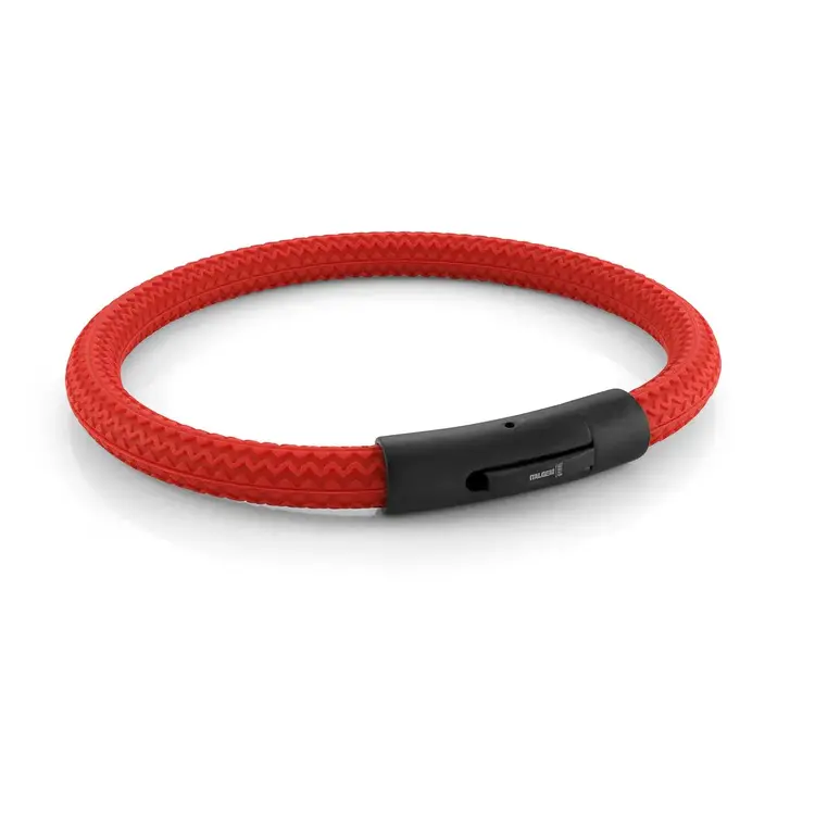 SBR13-7.5 ITALGEM BLACK IP MATTE CLASP RED RUBBER BAND