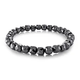 BB-390-M ITALGEM HEMATITE 7MM BEADS STRETCH BRACELET