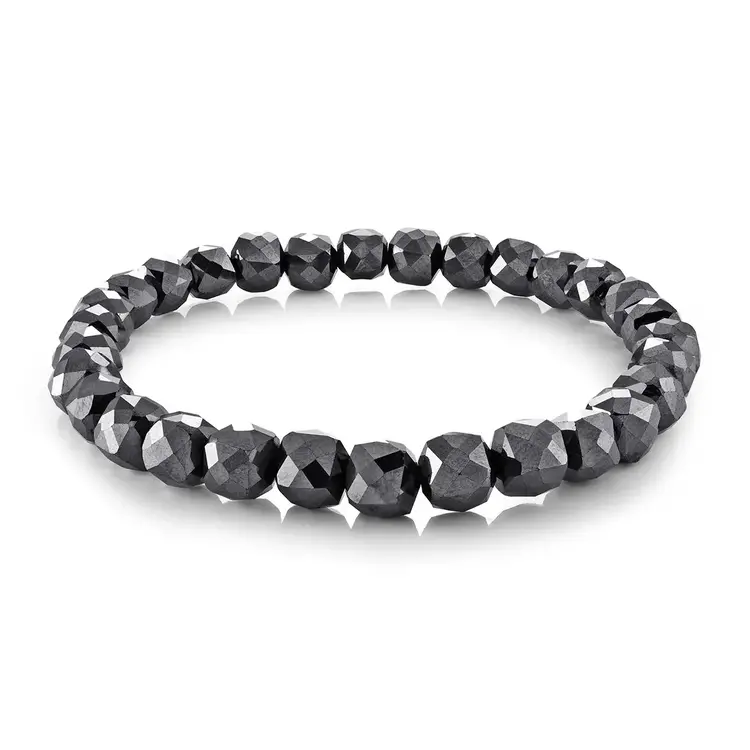 BB-390-M ITALGEM HEMATITE 7MM BEADS STRETCH BRACELET