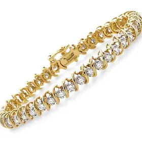 20494 14K YELLOW GOLD 3CTW DIAMOND S STYLE TENNIS BRACELET