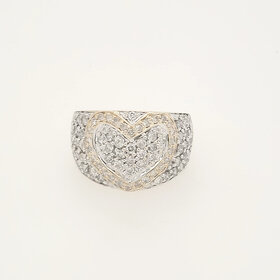 40456 14K TWO TONE 1.50CTW DIAMOND PAVE SETTING HEART CENTER FASHION RING