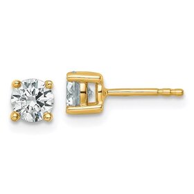38109 14K YELLOW GOLD 7MM ROUND CUBIC ZIRCONIA STUDS