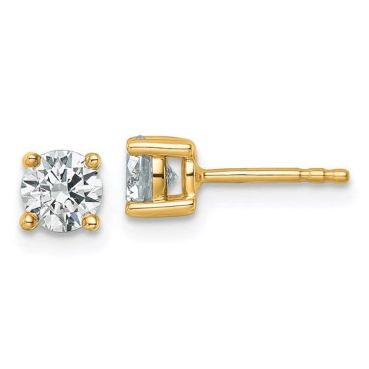 38109 14K YELLOW GOLD 7MM ROUND CUBIC ZIRCONIA STUDS