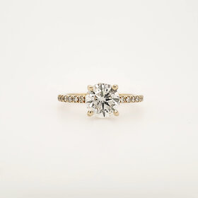 475274 14K YELLOW GOLD 1.52CT CENTER DIAMOND G COLOR SI2  .38CT DIAMOND S HIDDEN HALO ENGAGEMENT RING