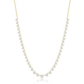 80516 STERLING SILVER GOLD PLATED GRADUATING CUBIC ZIRCONIA NECKPIECE