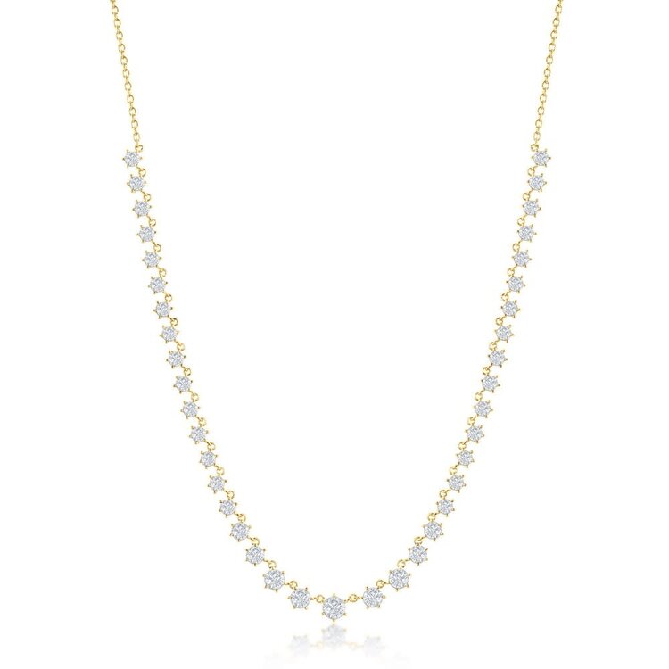 80516 STERLING SILVER GOLD PLATED GRADUATING CUBIC ZIRCONIA NECKPIECE