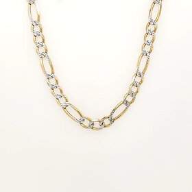50022 14K TWO TONE   20" 4.60MM DIAMOND CUT FIGARO CHAIN