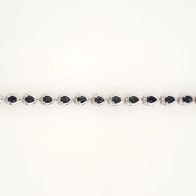 20496 14K WHITE GOLD PEAR SHAPE SAPPHIRE AND DIAMOND BRACELET