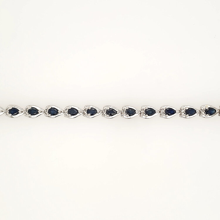 20496 14K WHITE GOLD PEAR SHAPE SAPPHIRE AND DIAMOND BRACELET