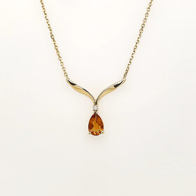 60149 14K YELLOW GOLD PEAR SHAPE CITRINE MERMAID TAIL DESIGN NECKLACE