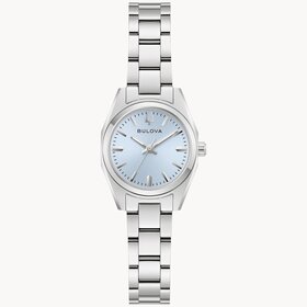 bulova BULOVA STAINLESS STEEL SURVEYOR 23MM CASE LIGHT BLUE DIAL LADIES WATCH