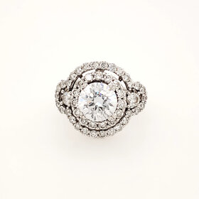 40461 14K WHITE GOLD 1.25CTW DIAMOND DOUBLE OPEN HALO COCKTAIL RING