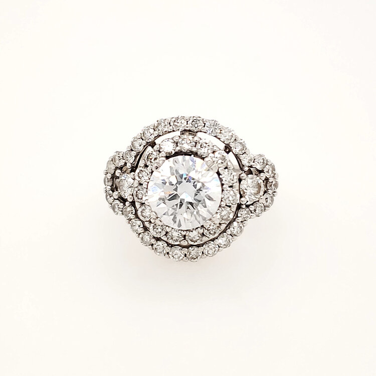 40461 14K WHITE GOLD 1.25CTW DIAMOND DOUBLE OPEN HALO COCKTAIL RING