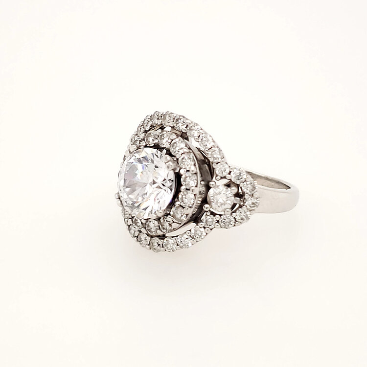 40461 14K WHITE GOLD 1.25CTW DIAMOND DOUBLE OPEN HALO COCKTAIL RING