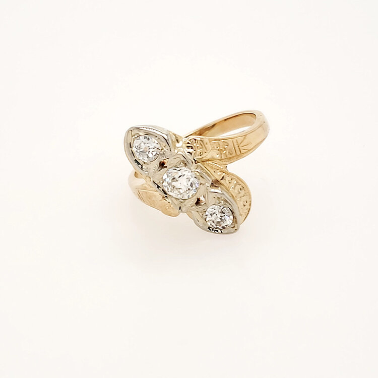 40460 14K YELLOW GOLD .70CTW DIAMOND VINTAGE LADIES RING