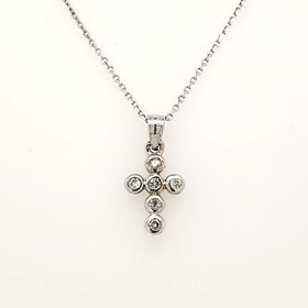 70015 14K WHITE GOLD .15TCW DIAMOND BEZEL SET CROSS SET