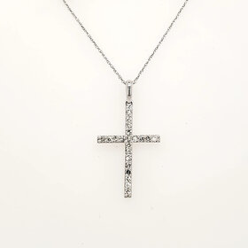 70108  14K WHITE GOLD .26TCW DIAMOND PLAIN CROSS SET
