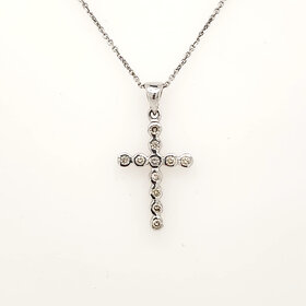 70775 14K WHITE GOLD .25CT DIAMOND  BEZEL SET CROSS PENDANT