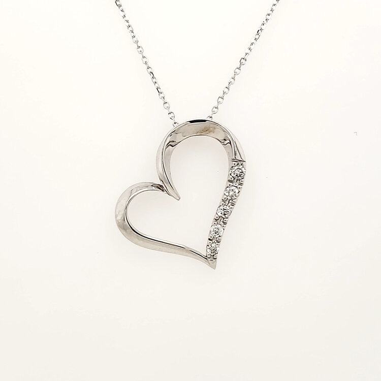 70754 14K WHITE GOLD .25CTE DIAMOND HIGH POLISH SIDE WAY CROSS PENDANT NECKLACE