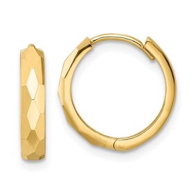 31509 14K YELLOW GOLD 0.53" 2.65MM DIAMOND CUT HUGGIES