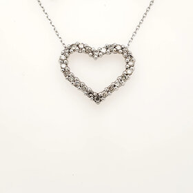 71273 14K WHITE GOLD .75CT DIAMOND OPEN HEART PENDENT