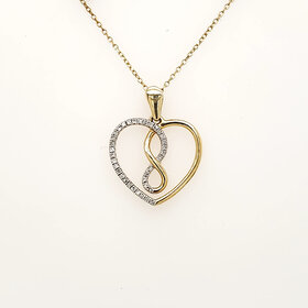 71268 14K YELLOW GOLD .10CT DIAMOND  IFINITY CENTER OPEN HEART PENDANT