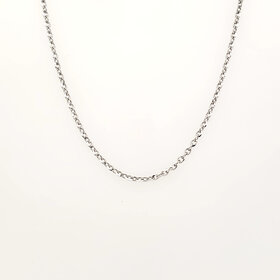 50057 14K WHITE GOLD 20" 1.60MM  DIAMOND CUT  FANCY CABLE LINK CHAIN ADJUSTABLE TO 18"