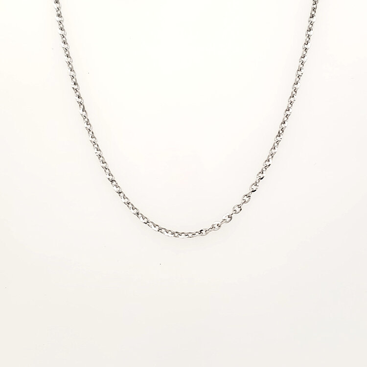 50057 14K WHITE GOLD 20" 1.60MM  DIAMOND CUT  FANCY CABLE LINK CHAIN ADJUSTABLE TO 18"