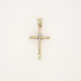 77343 14K TWO TONE 1.5" TRADITIONAL INRI CRUCIFIX
