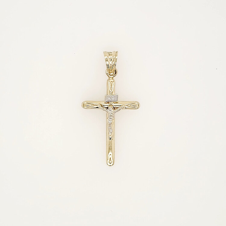 77343 14K TWO TONE 1.5" TRADITIONAL INRI CRUCIFIX