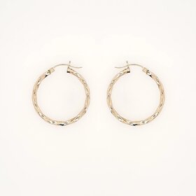 31512 14K YELLOW GOLD 1.20" 2.70MM  HIGH POLISH TWISTED HOOPS