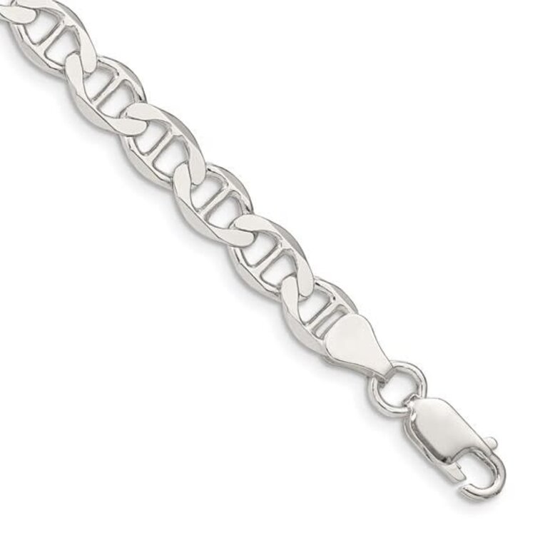 80526 STERLING SILVER 8" 7MM FLAT GUCCI MENS BRACELET