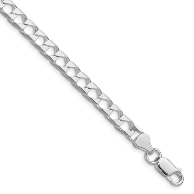 80532 STERLING SILVER 8" 5.75MM RHODIUM PLATED SQUARE CURB LINK MEN'S BRACELET