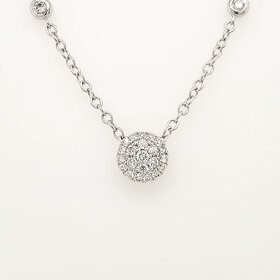 70757 14K WHITE GOLD .50CTW DIAMOND CLUSTER PENDAT  DIAMOND BY THE YARD NECKLACE