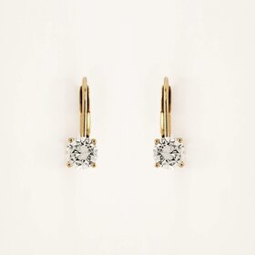 31518 14K YELLOW GOLD .60CTW DIAMOND SOLITAIRE LEVER BACKS EARRINGS