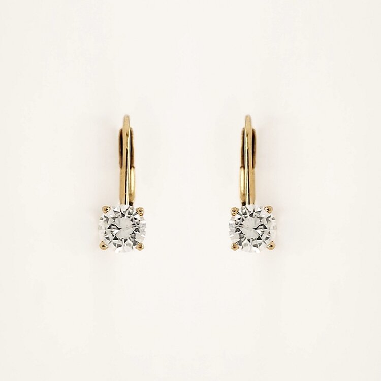 31518 14K YELLOW GOLD .60CTW DIAMOND SOLITAIRE LEVER BACKS EARRINGS