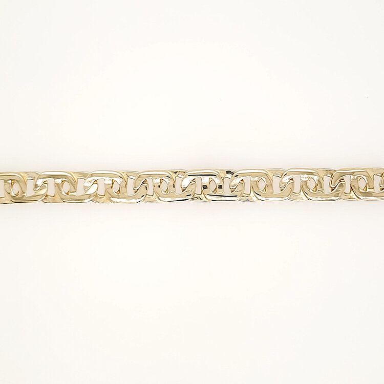 25134 14K YELLOW GOLD 8" 8MM TIGER EYE LINK MEN'S BRACELET