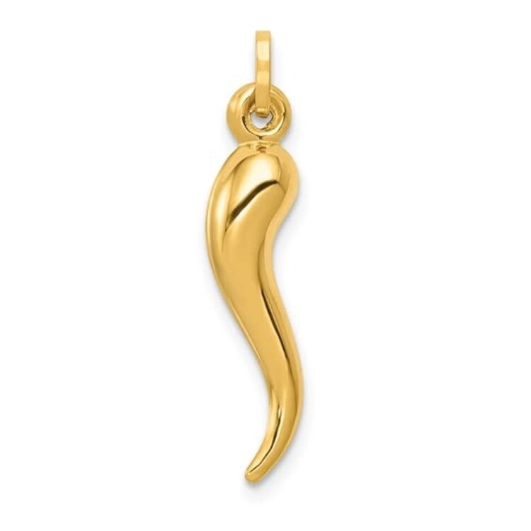 77176 14K YELLOW GOLD 0.75"  ITALIAN HORN CHARM