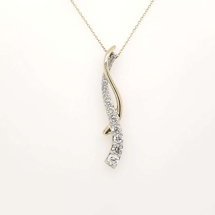 70762 14K TWO TONE .75CTW DIAMOND FANCY JOURNEY PENDANT NECKLACE