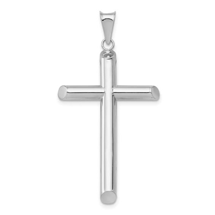 77202 14K WHITE GOLD SMALL HIGH POLISH CUT ENDS CROSS