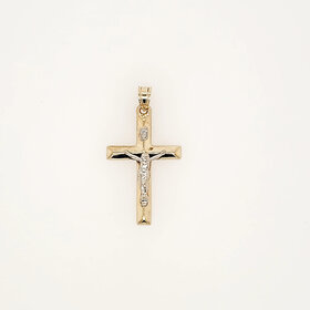 77348 14K TWO TONE INRI CUT EDGES CRUCIFIX