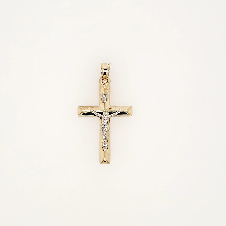 77348 14K TWO TONE INRI CUT EDGES CRUCIFIX