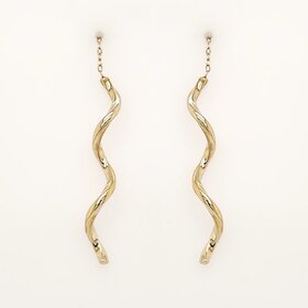 31522 14K YELLOW GOLD SWIRL HANGING EARRINGS