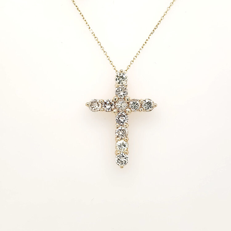 75106 14K YELLOW GOLD 1.90CTW DIAMOND SHARED PRONG CROSS PENDANT