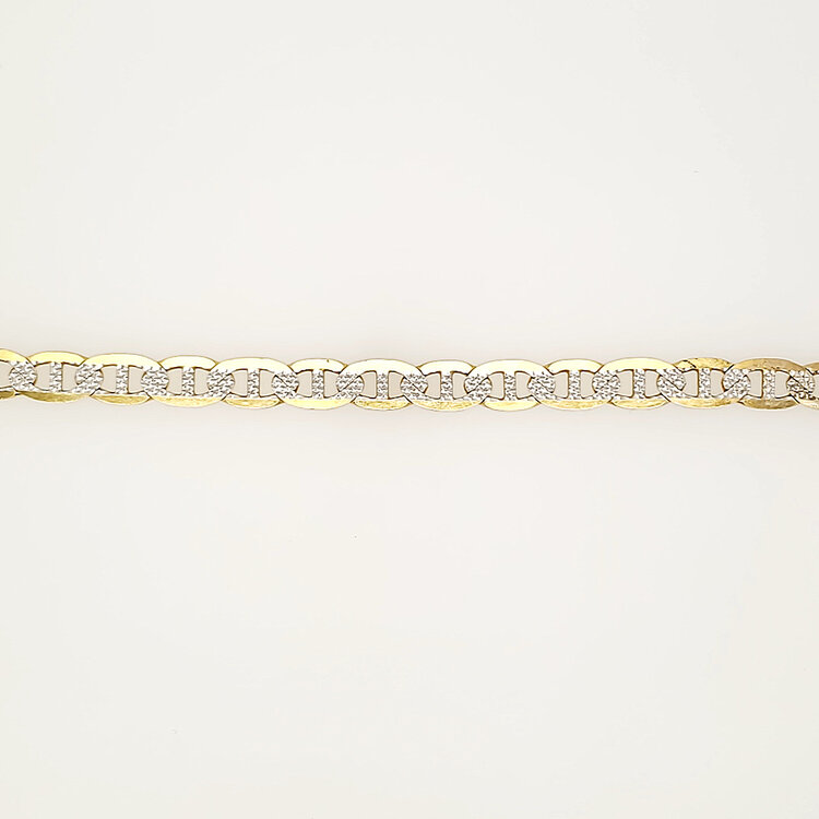 25136 14K TWO TONE 8" 6.20MM  DIAMOND CUT FLAT GUCCI BRACELET
