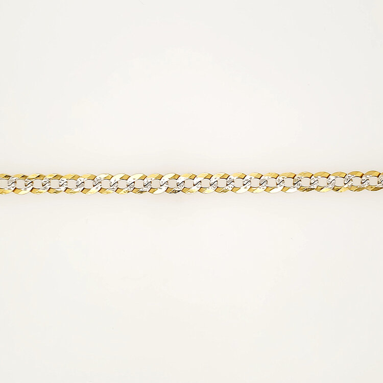 25135 10K TWO TONE 8" 5.45MM DIAMOND CUT CUBAN BRACELET
