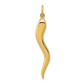 78111  14K YELLOW GOLD 1"  HOLLOW ITALIAN HORN CHARM
